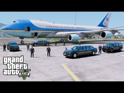 GTA 5 Presidential Mod - Air Force One Flying President Trump From California To Washington D.C. Video