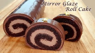 [Eng Sub] 초코롤케이크 만들기/글라사주 초콜릿 롤케이크/How to make a mirror glaze chocolate cake/チョコレートケーキ/चॉकलेट केक