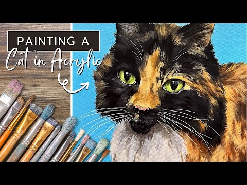 Pet Portrait Painting of a Cat // Tortoiseshell Cat Portrait
