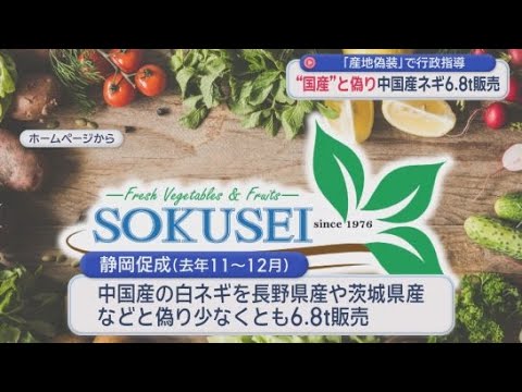 YouTube Video 中国産白ネギを国産と偽り販売…『産地偽装』の仲卸業者を行政指導　少なくとも6.8トン販売　静岡市