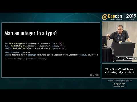This One Weird Trick: std::integral_constant - Jorg Brown - CppCon 2019