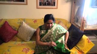 preview picture of video 'Aruna Sharma in Green Benarasi Sari at Home in Uppsala with Suraj March 22, 2013'