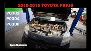 2010-2015 TOYOTA Prius P0300 P0302 P0304 missing coolant, blown head gasket.