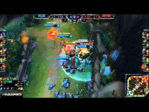 Insanely performed Tower dive - H2K vs MYM Game 1 (EU LCS Spring 2015)