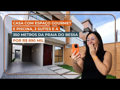 Indisponível🚫Casa nova no Bessa por R$ 890 Mil com piscina e área Goumet em João Pessoa - PB