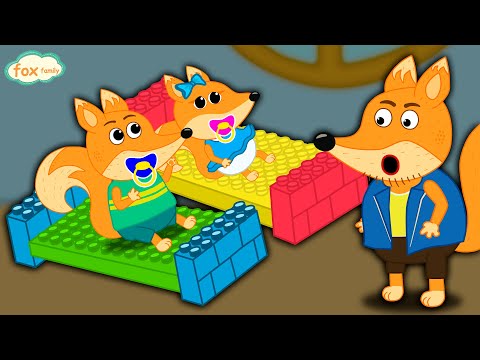 The Fox Family and friends build beds with lego for babies - cartoon for kids #951