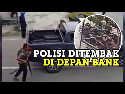 Detik-detik Polisi Ditembak di Depan Bank Mandiri Syariah oleh 2 Orang Pengendara Motor