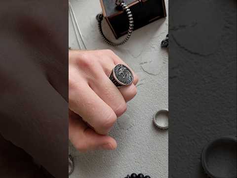 Кольцо печатка перстень мужское стальное VIDAR 19 из медицинской нержавеющей стали с ведьмак - фото 1 - id-p2019305088