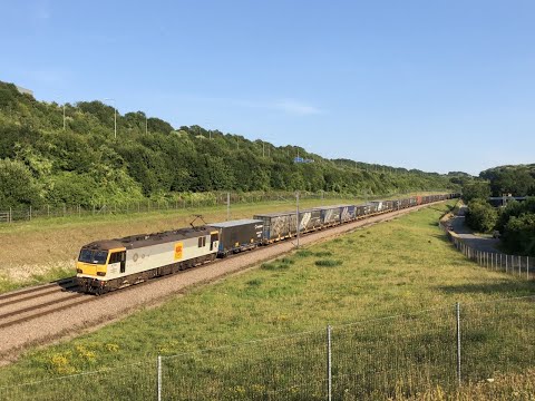 (HD) DB Cargo 92036 on High Speed 1 at Stoney Lane & Singlewell Loop - 16/7/19