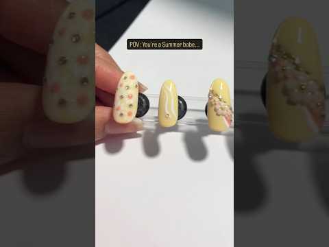 Soft Summer Glam 🌼 Florals meet golden shimmer! #nailart #pressonnail