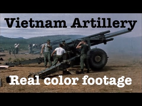 American artillery in Vietnam - compilation of genuine color footage