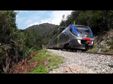 Treno regionale Cuneo-ventimiglia in transito nei pressi di robilante