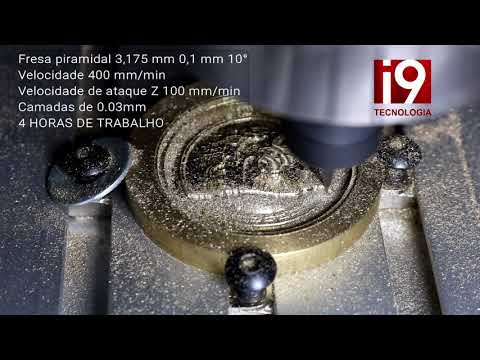 CNC I93D Usinando medalha 3D no metal
