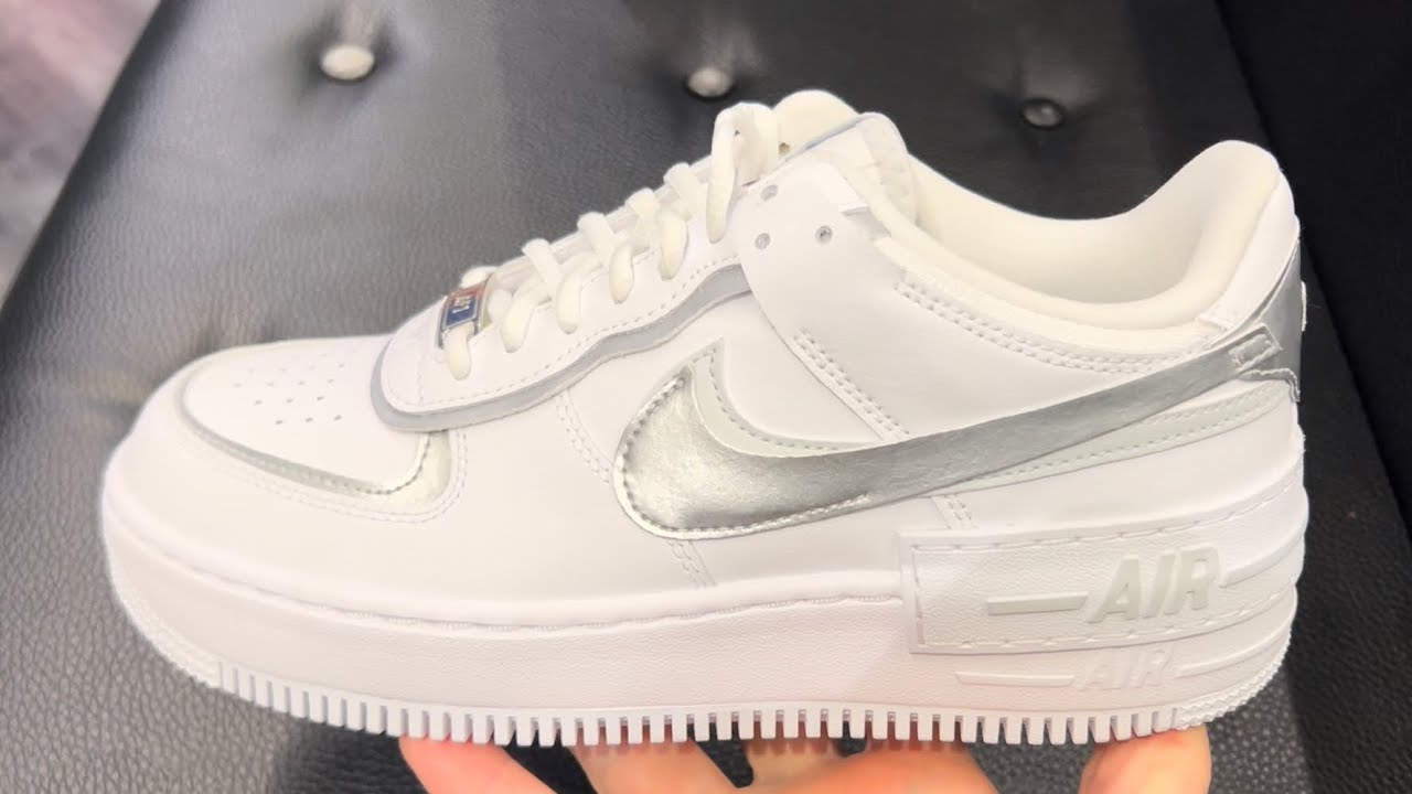 Watch Nike Air Force 1 Low Shadow White Metallic Silver Womens Shoes now Nike Air Force 1 Low Shadow White Metallic Silver Womens Shoes