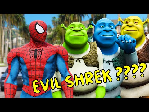 Team Spider Man & Spider Man Muscle & Spider Hulk & Spiderman 2099 VS Team Shrek Color - Epic Battle