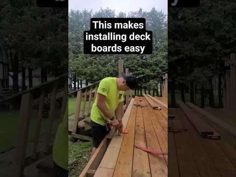 This tool gives you perfect spacing & keeps the deck boards straight. #diyrenos #diytools #deckbuild