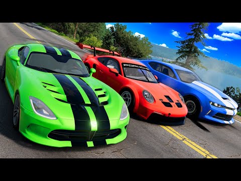 SUPERCAR Street Race Ends in Police Chase! (BeamNG Drive Multiplayer)