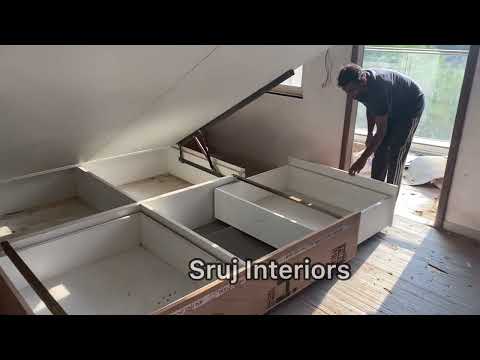 Double Bed with Storage trolley and Hydraulic lift up By VS Interiors #vipinshendge