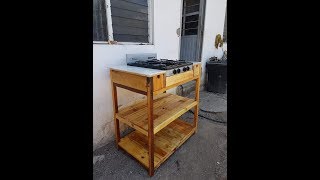 Mueble para estufa Hecho con tarimas ,  Stove furniture Made with pallets