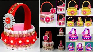 5 Beautiful and Simple way to Make Basket with Plastic Bottle and Cotton Swabs | Basket DIY Ideas
