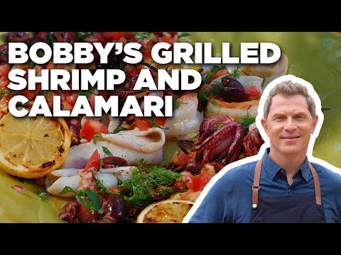 Bobby Flay's Greek Grilled Shrimp and Calamari | Bobby Flay's Barbecue Addiction | Food Network