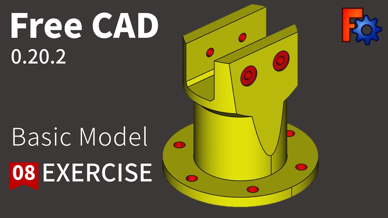 FreeCAD Tutorial for beginners,basic model exercise 08
