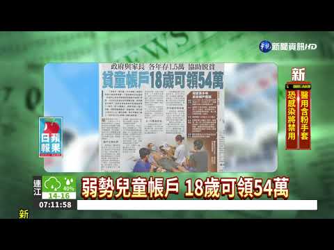 弱勢兒童帳戶 18歲可領54萬
