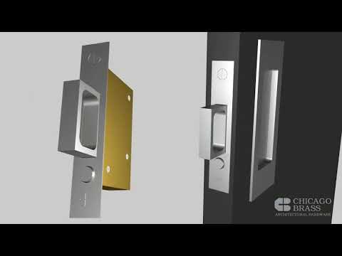 Full Height Floor to Ceiling Pocket Door Track System with Spring Loaded Mortise Edge Pull