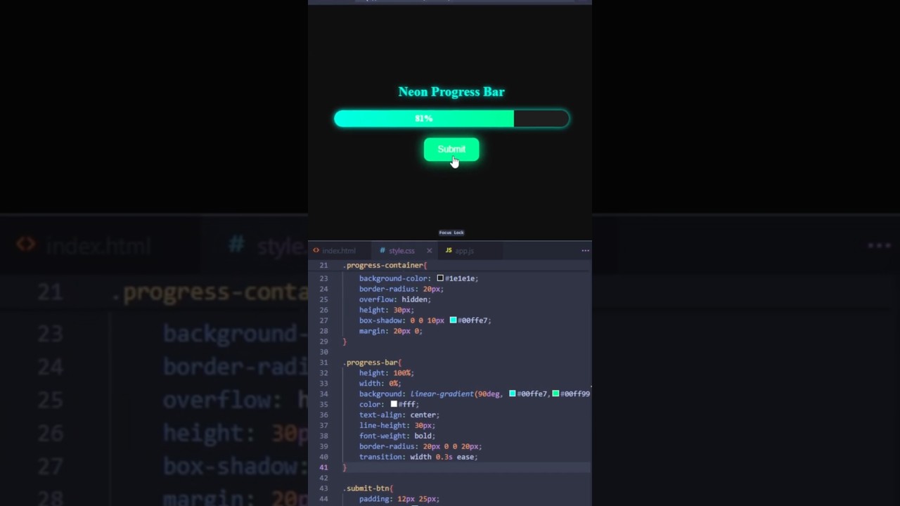 ⚡CREATE a Glowing Progress Bar Animation with CSS & JS⚡