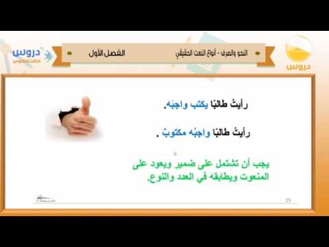 الثالث الثانوي | الفصل الدراسي الأول 1438 | النحو والصرف | أنواع النعت الحقيقي