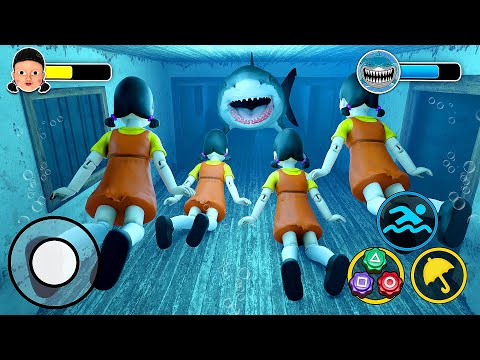 Playing as Squid Doll Army Vs White Shark in Granny House