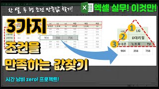 엑셀 이것만- 3가지 조건을 만족하는 값찾기! 한 열, 두 행 조건 만족값 찾기!