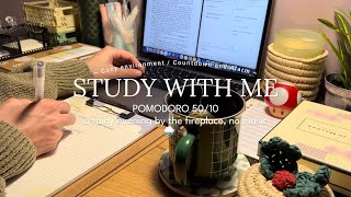 Download lagu 3-HR STUDY WITH ME 🌧️🪵 [Pomodoro 50/10] a Rainy Evening by the Fireplace, no music ⏱️timer   alarm mp3