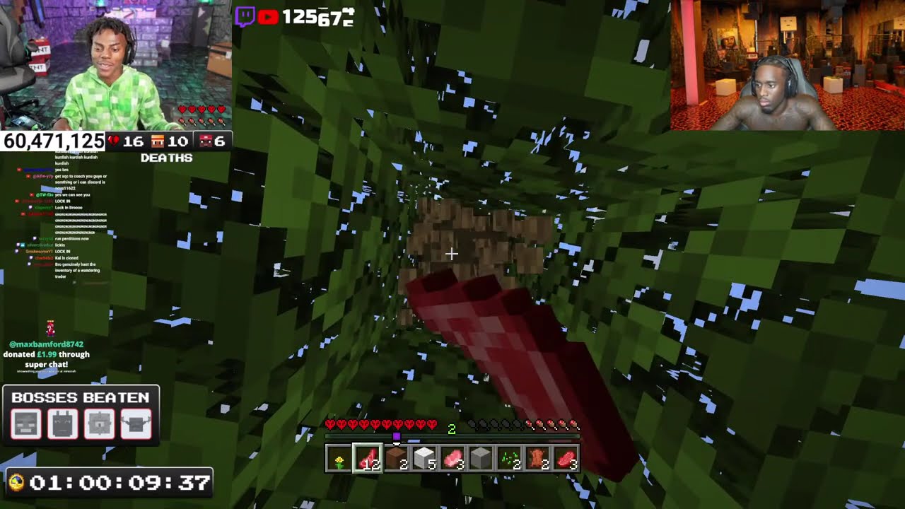 MINECRAFT HARDCORE ALL BOSSES DAY 2 🍄🔨🧟‍♂️ft. KaiCenat (Part 2)
