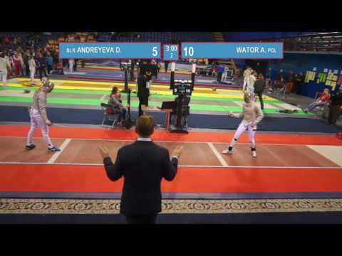 T16. WATOR Angelika (POL) - ANDREYEVA Darya (BLR). Sabre women.