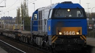 preview picture of video '836-)(-824, MS 75, cross w/ 1107, Vossloh G2000BB RRF, station Antwerpen-Luchtbal, 26 november 2013'