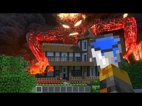 GIANT LAVA MONSTER APPEARS IN OUR HOUSE IN MINECRAFT!! BRING WATER BUCKETS FOR SURVIVAL!! Minecraft