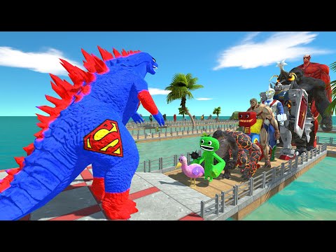 Godzilla Superman vs Colossal Titan OASIS DEATH RUN - Animal Revolt Battle Simulator