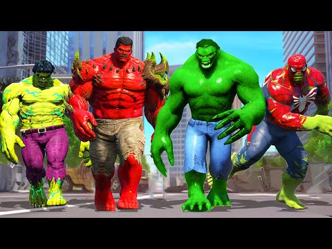 The Hulk SMASH Battle | Red Hell Hulk vs Savage Hulk vs Hulk 2099 vs Spider Hulk - What If