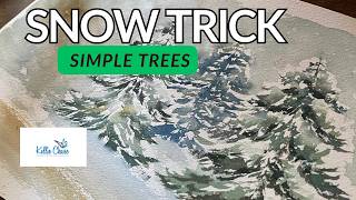 Easy Beginner Watercolor Painting Winter Landscape Snowy Trees #snowfall