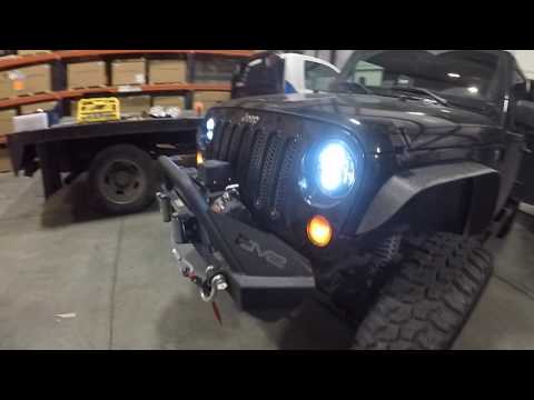 How to install LED headlights on JEEP JK and Pro Comp 7\" Headlight Review