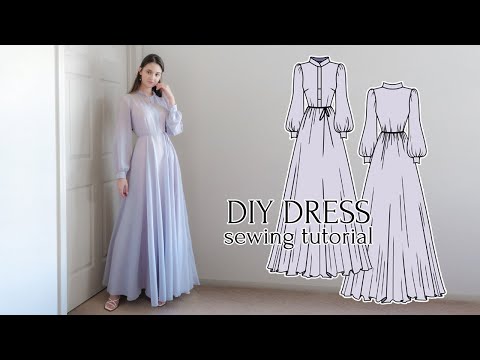 DIY Dior-Inspired Maxi Dress with Mandarin Collar &...