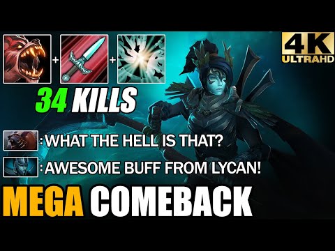 New Crazy Double Wolf Phantom Assassin + Lycan Defend Mega Creeps - Epic Comeback 7.28 Dota 2