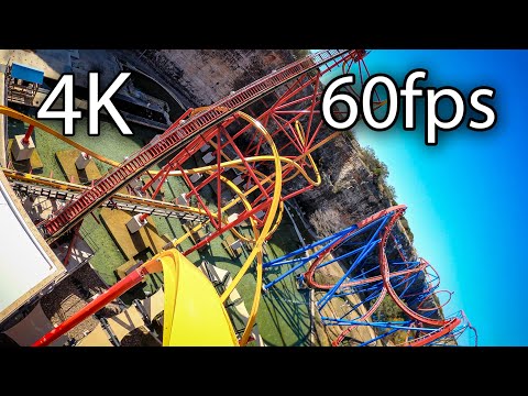 Back row point of view footage of Wonder Woman Golden Lasso Coaster