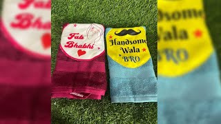 Bhaiya bhabhi couple gift for Raksha Bandhan I Trident customised hand towel towel with name #gift