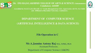 PROGRAMMING CONCEPTS|FILE OPERATION IN C|SNS INSTITUTIONS