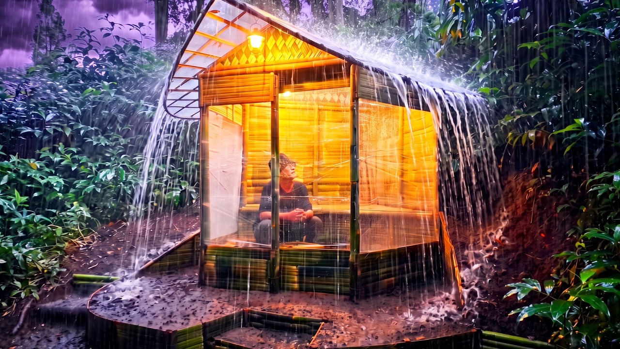 100% WATERPROOF! 3 Days Renovating a Beautiful Shelter in Heavy Rain