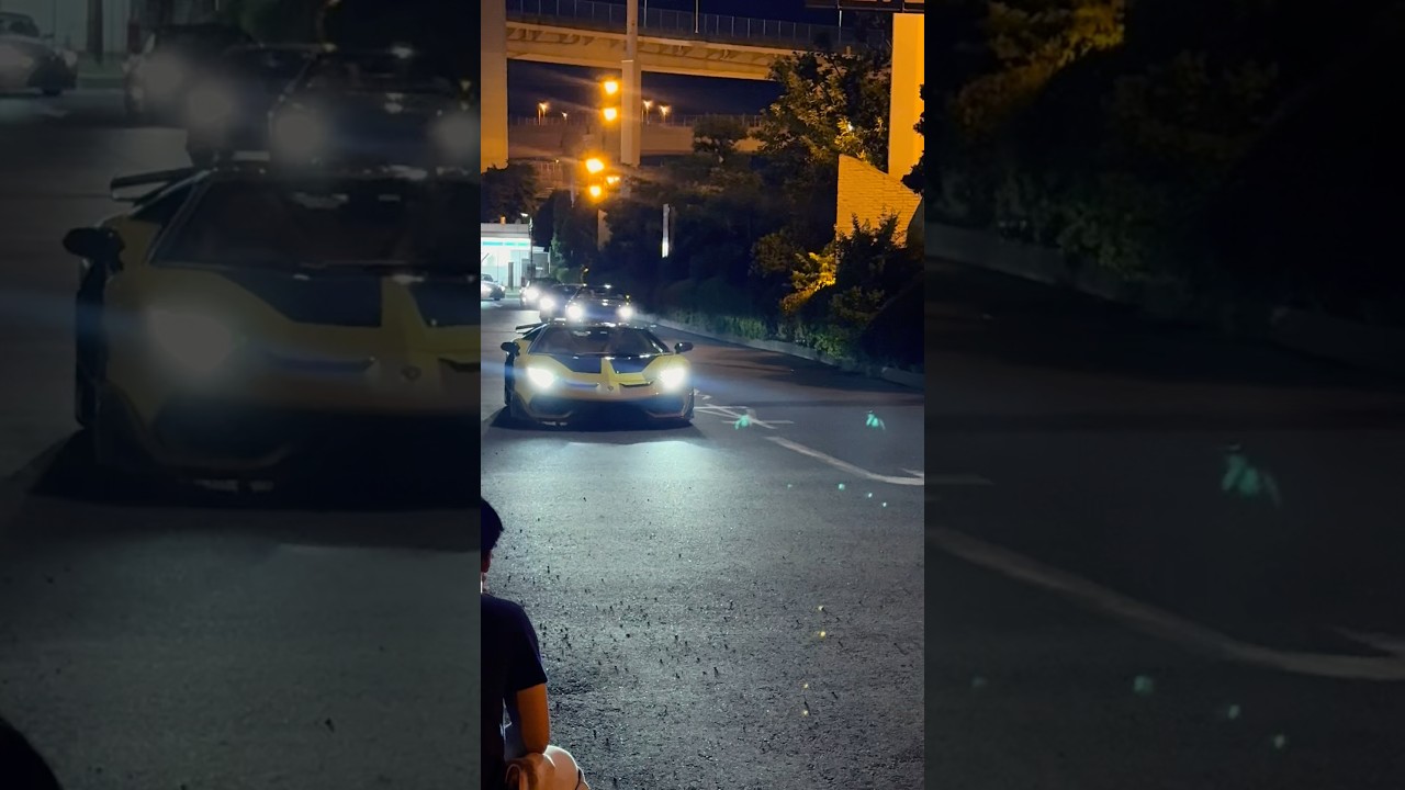 炎ヤバすぎ！アフターファイアー全開で大黒を去る三井さんのランボルギーニ アヴェンタドールSVJ