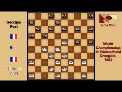 Li Tchoan King (FRA) - Georges Post (FRA). Draughts World Championship. 1952.