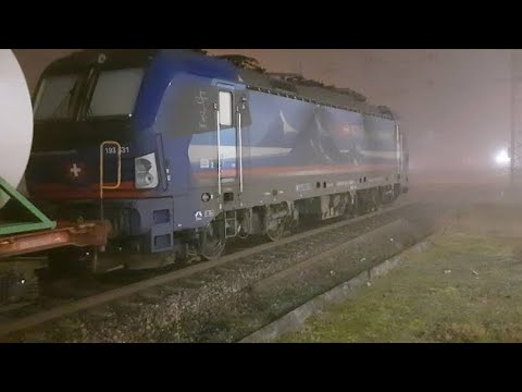 Schnellbremsung SBB Güterzug! Zug fährt über Halt Signal.DICHTER NEBEL. Emergency braking, Dense fog